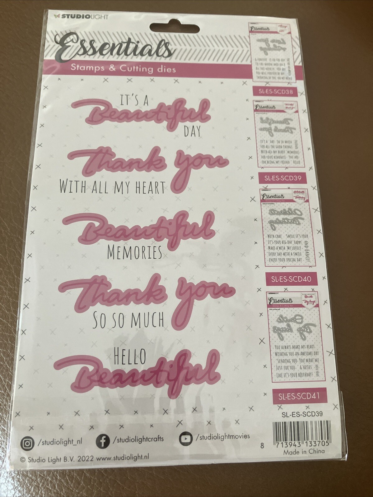 Studio Light Essentials Stamps & Cutting Dies, Beautiful & Thank You,SL-ES-SCD39