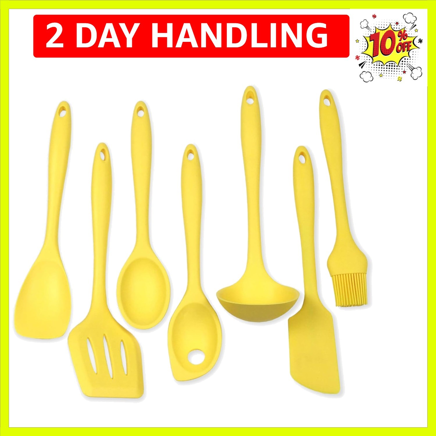 Silicone Kitchen Tool and Utensil Set, 7 Piece, Yellow