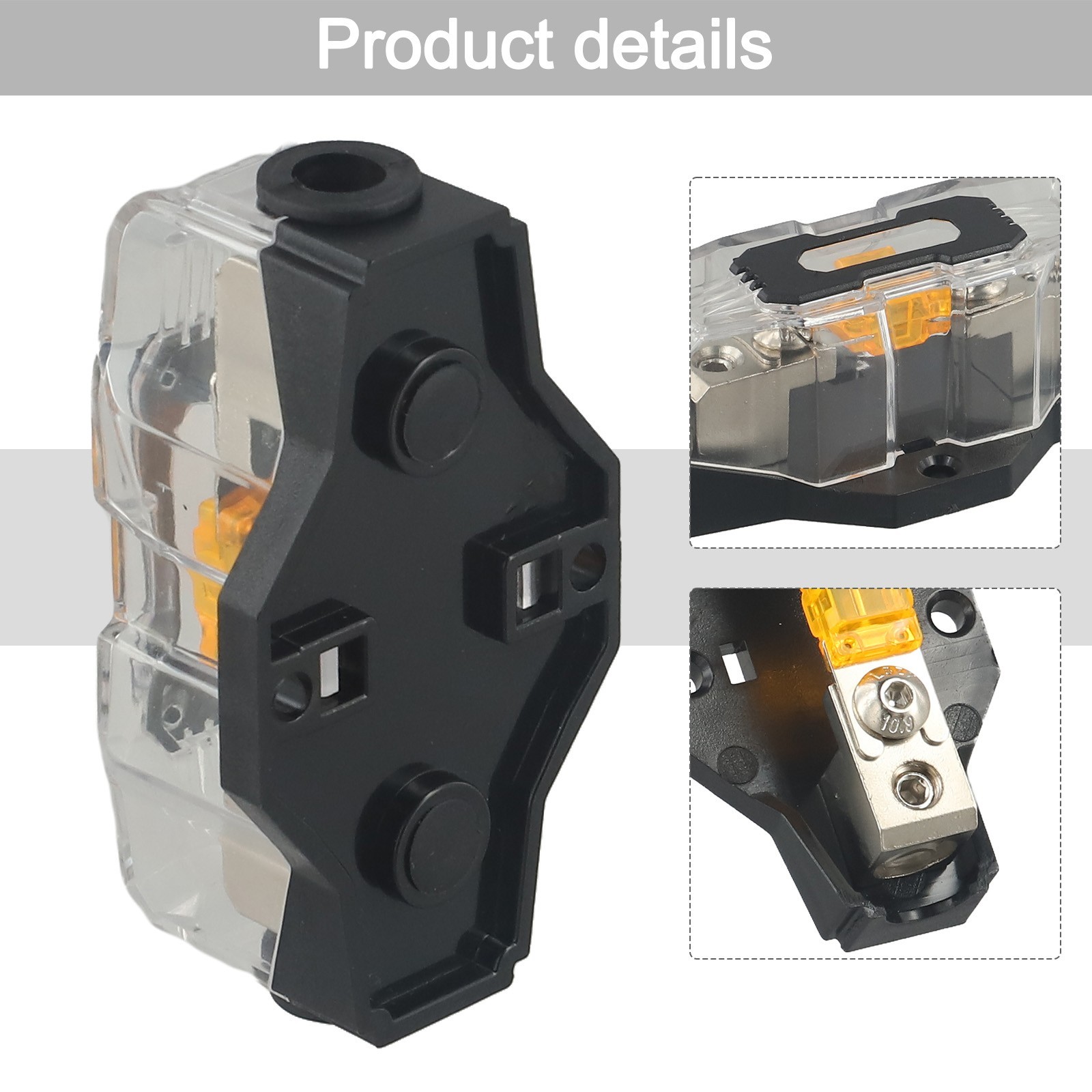 Brass Fuse Holder 40A with High Temperature Polycarbonate Base for Amplifiers