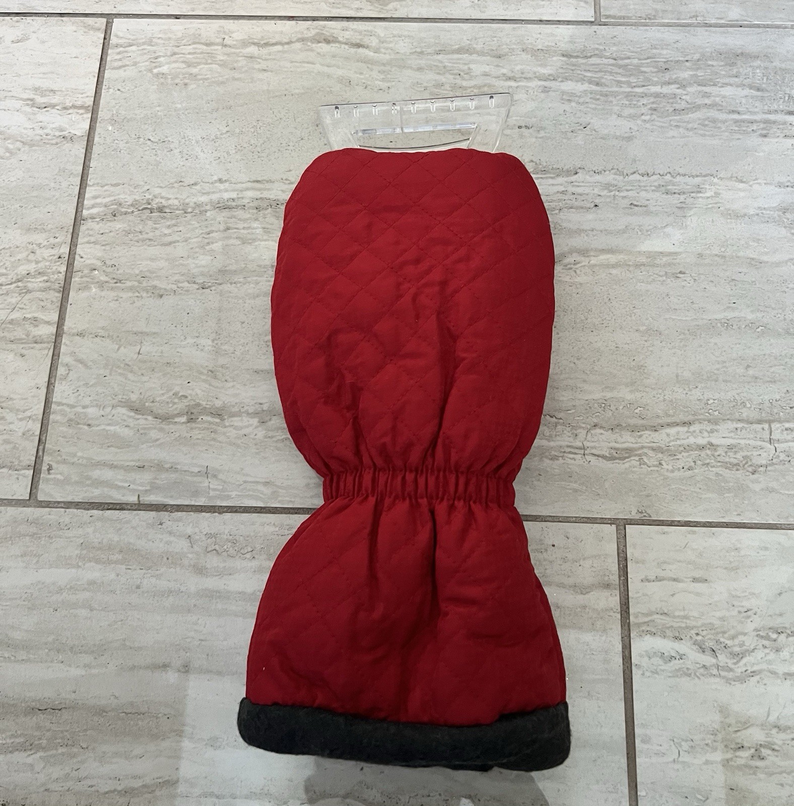 Car Ice Scraper Mitt Glove Red Windshield Snow Remover Winter Tool