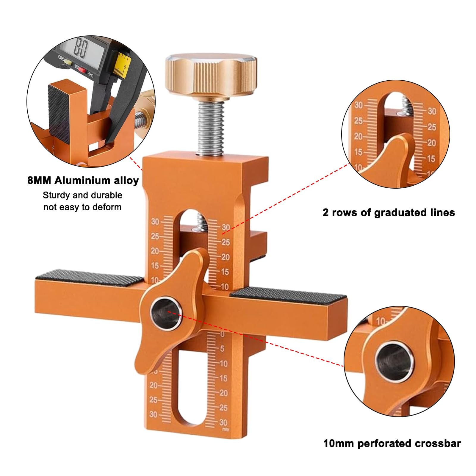 Cabinet Door Installation Jig 2in1 Mounting Tool 3 Drill Bits Orange