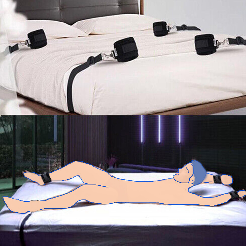 Restraint Belt Bed Harness Set Bondage Strap Handcuffs Ankle Kit BDSM Toys SM