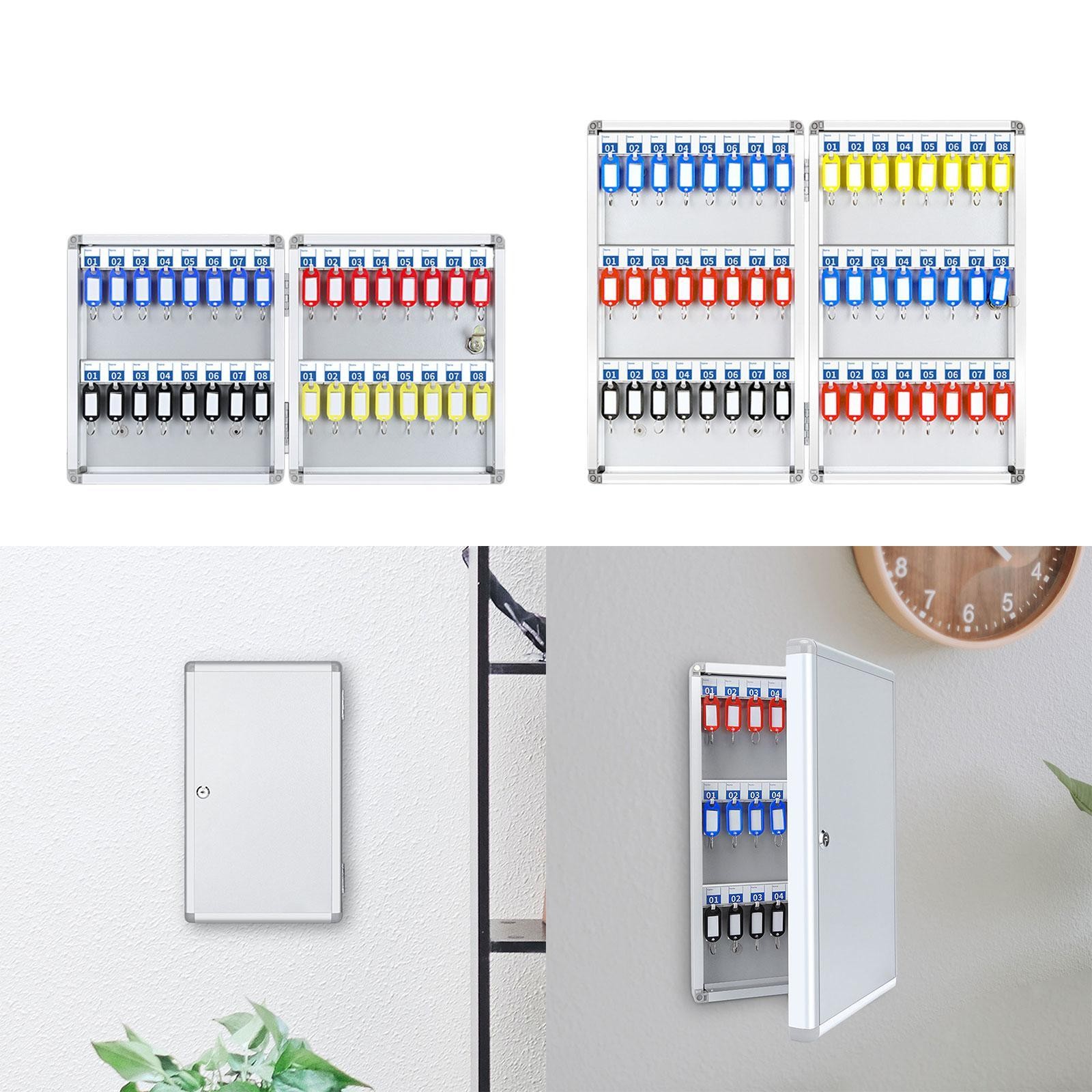 Wall Mounted Key Storage Box Locker Box Key Holder with Hooks