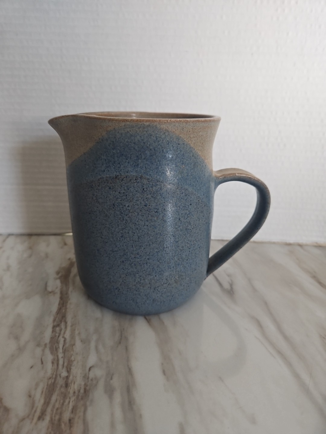 J. Scherb Art Studio Pottery Pitcher Blue Accent Signed 1990