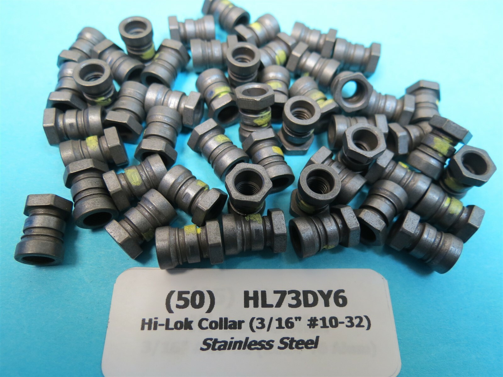 (50) HL73DY6 Stainless Steel Collars for 3/16” Hi-Lok Pins Aircraft Aerospace