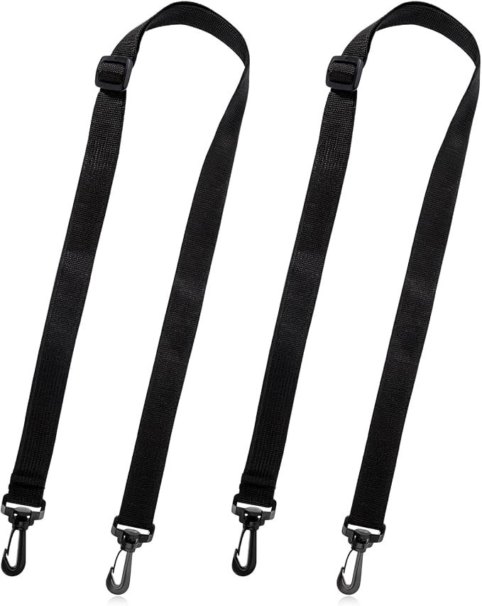 2 Pack Adjustable Black Bag Straps with Clips Replacement Shoulder Sling Strap