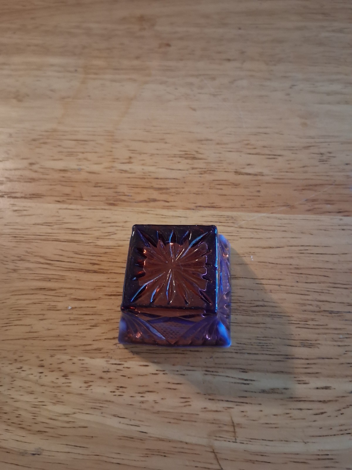 Vintage Square Clear Purple Glass Open Salts Cellars