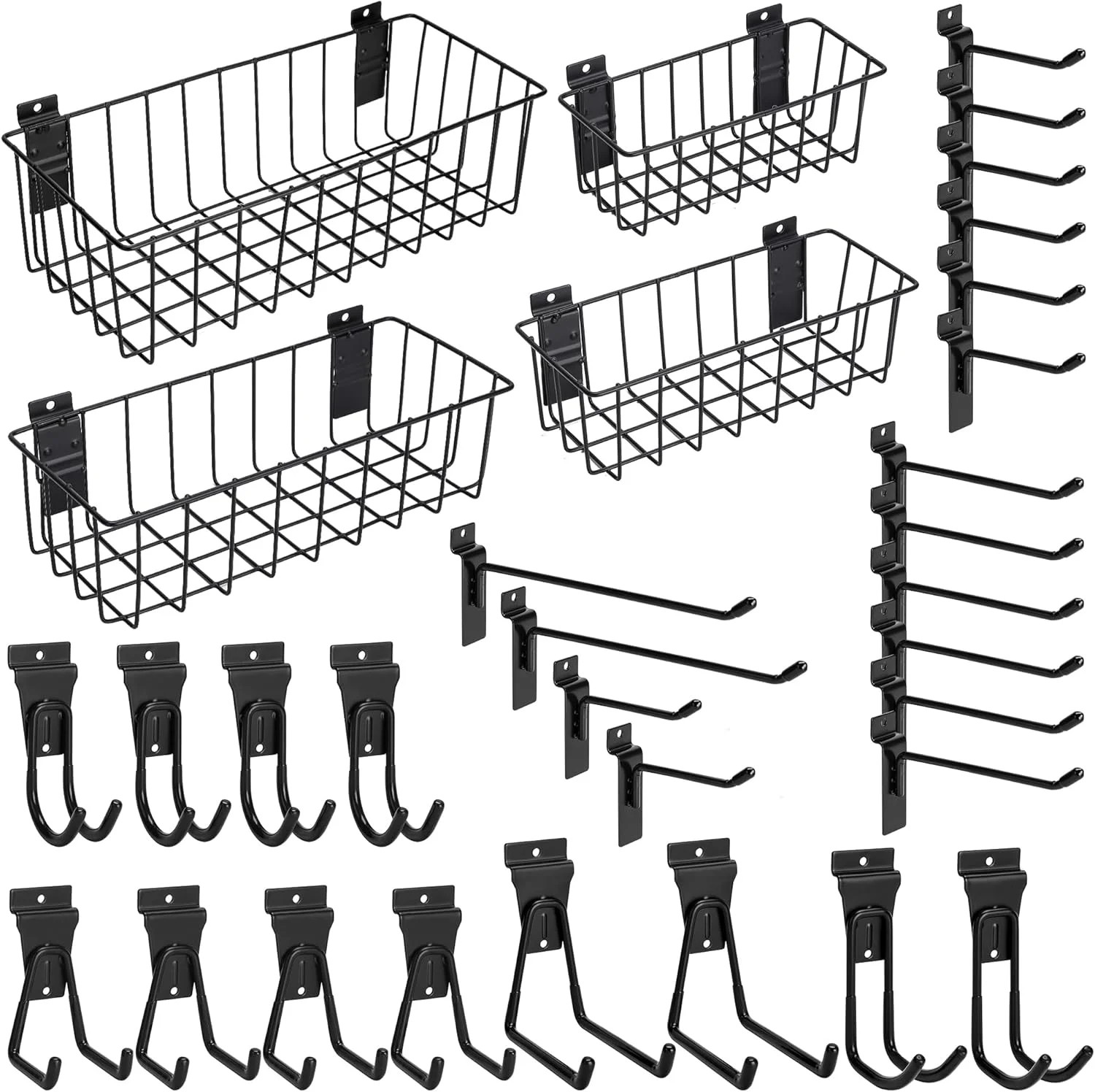 Heavy-Duty Slatwall Baskets and Hooks - Slatwall Accessories for Standard Slatwa