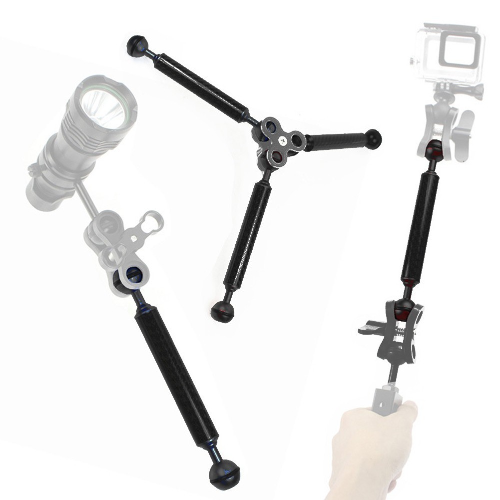 Premium Carbon Fiber Extension Rod with Dual Balls for Dive Photography