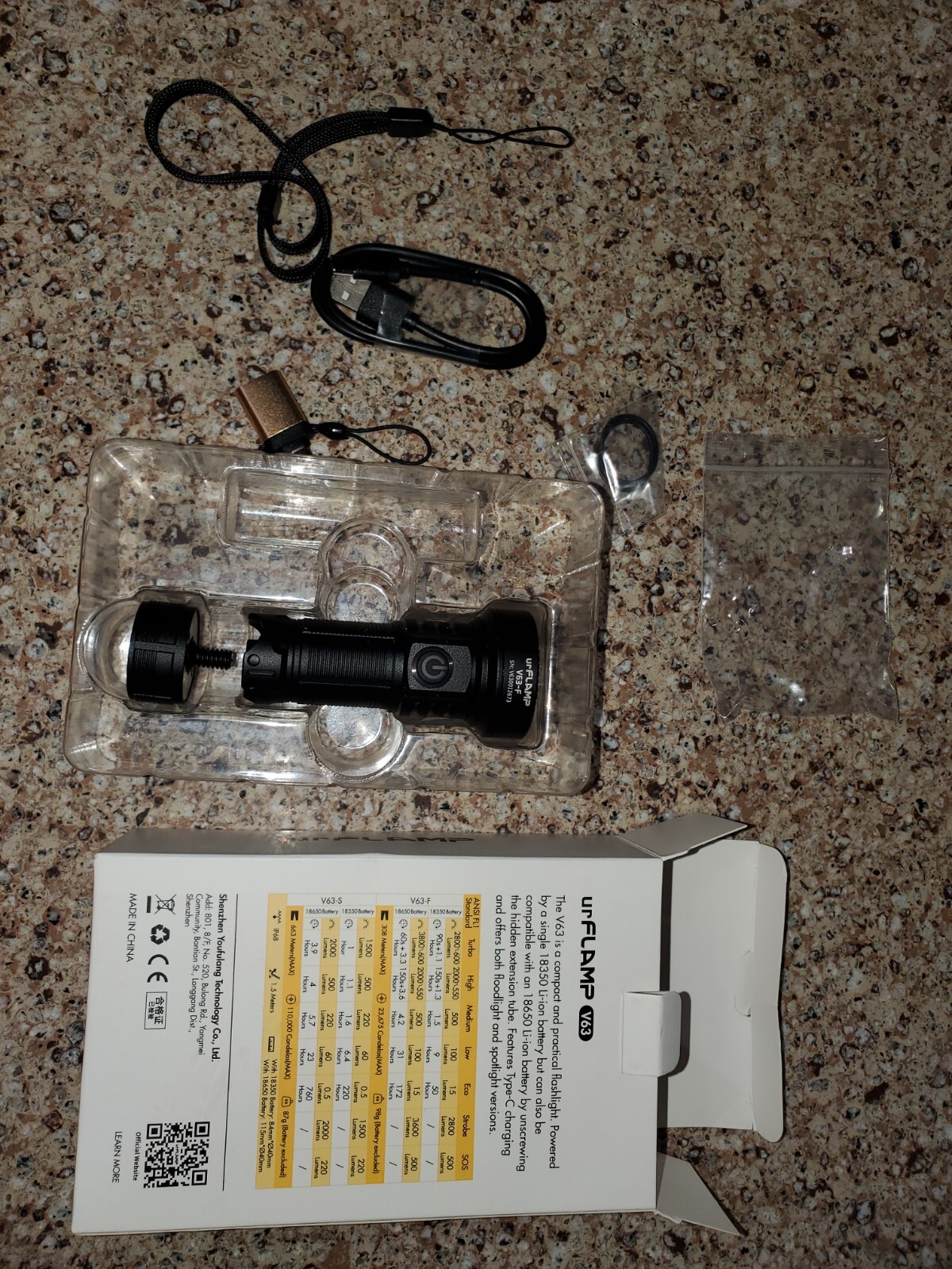 urflamp Flashlight V63-F (Floodlight Version) Rechargeable