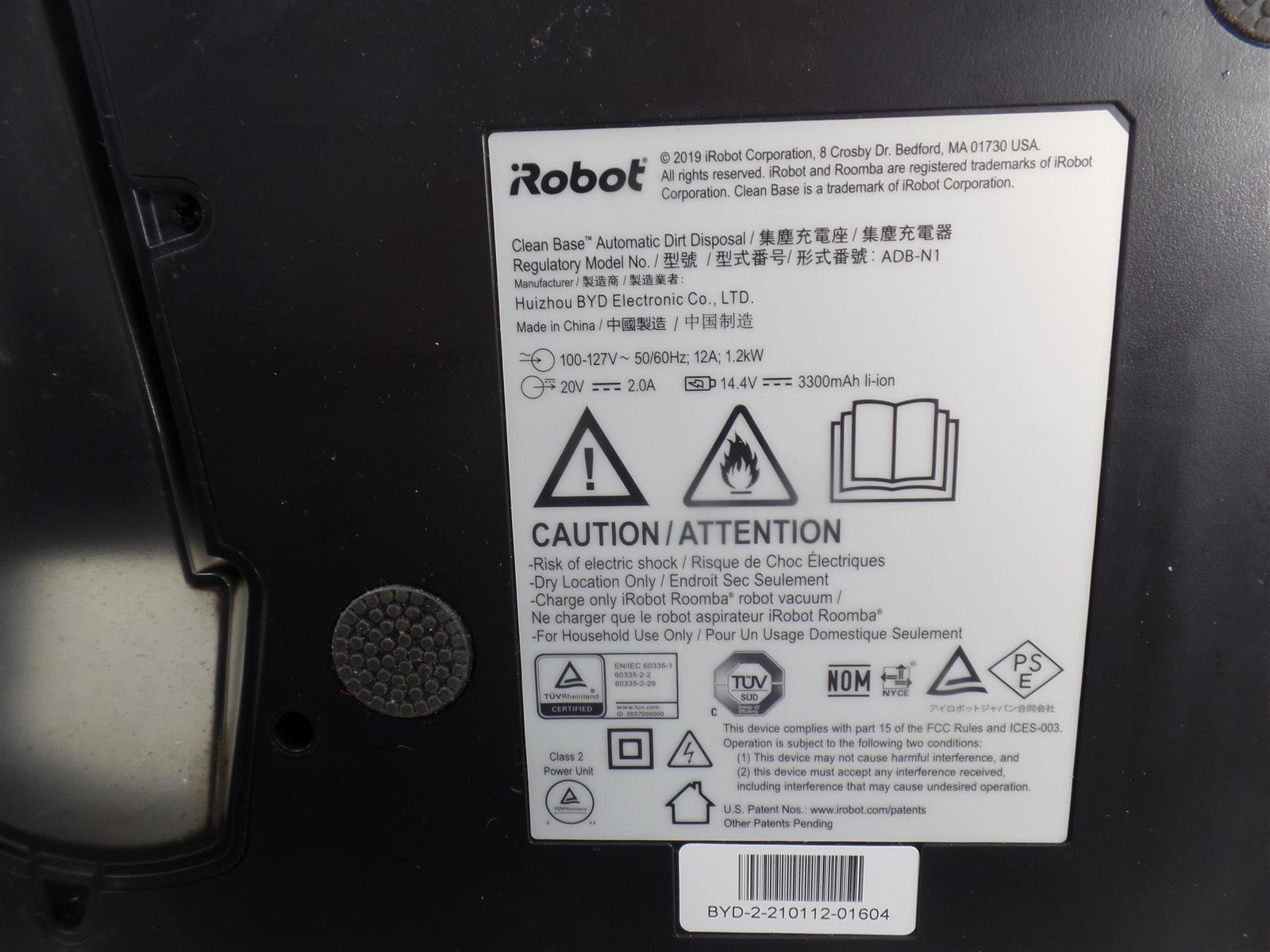 iRobot Roomba ADB-N1 Clean Base Automatic Dirt Disposal Charging