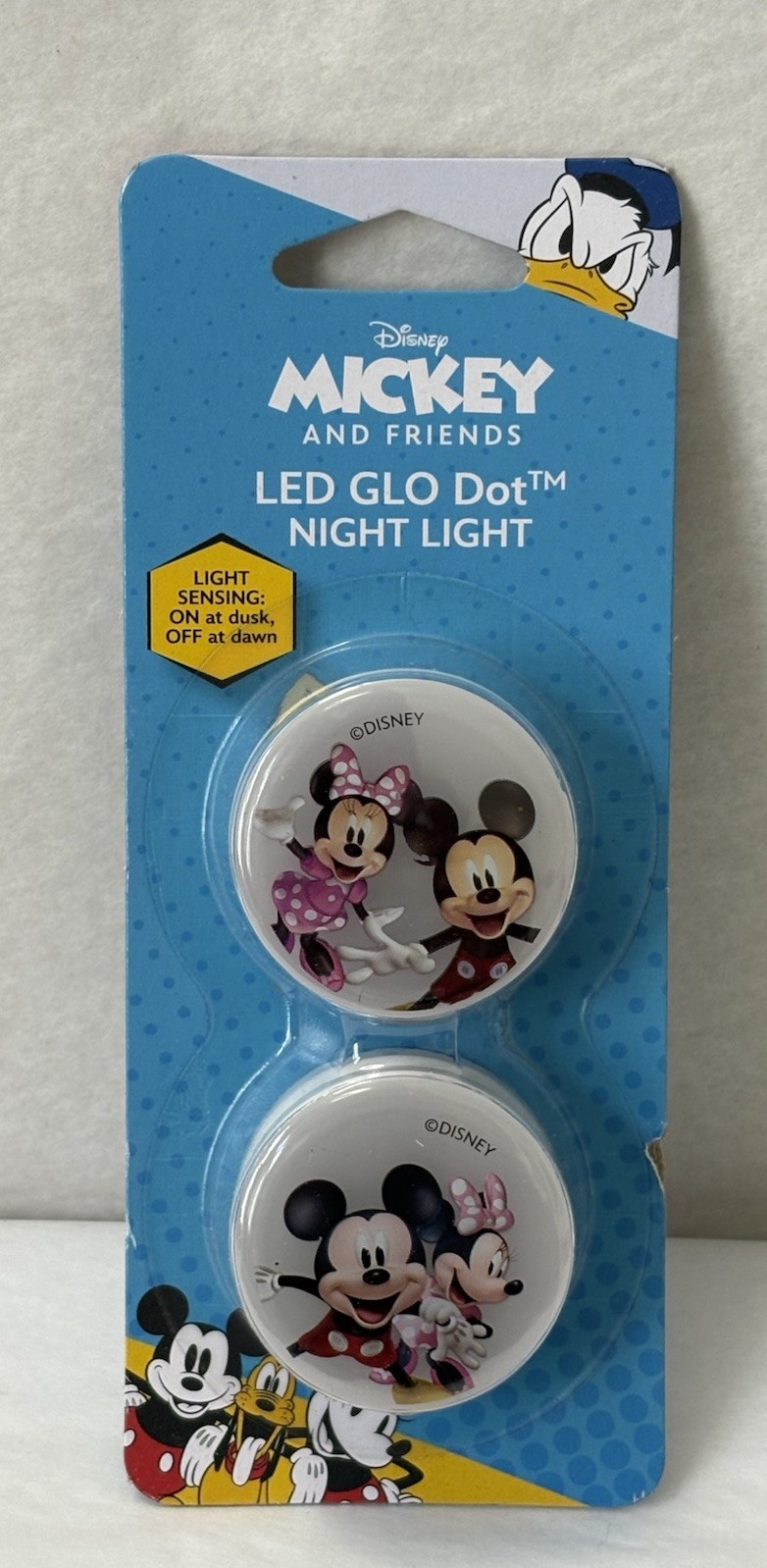 New Disney Mickey Minnie LED GLO Dot Night Light 2-PACK Light Sending (H5)