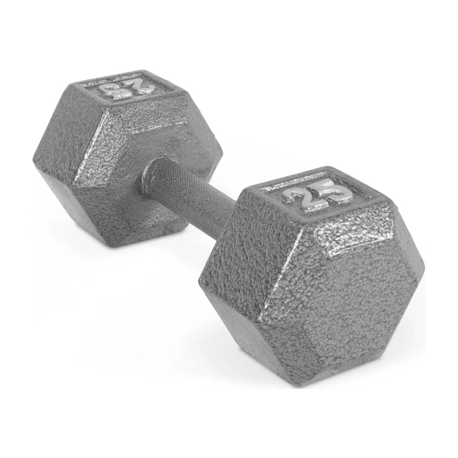 #Gray 25lb Cast Iron Hex Dumbbell Gym Strength Training Fitness, Single
