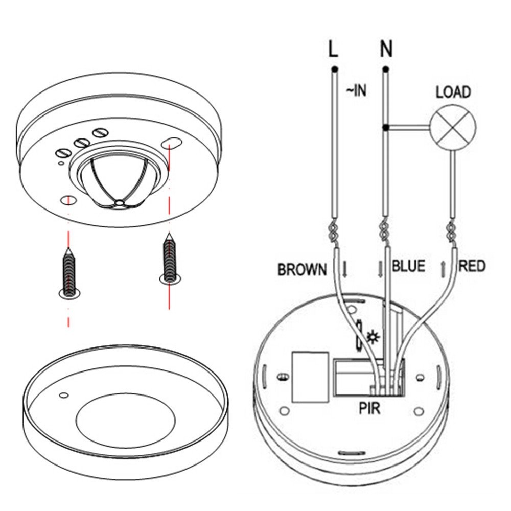 360 Degree Ceiling Occupancy Sensor PIR Motion Sensor Switch with 3 detectors...