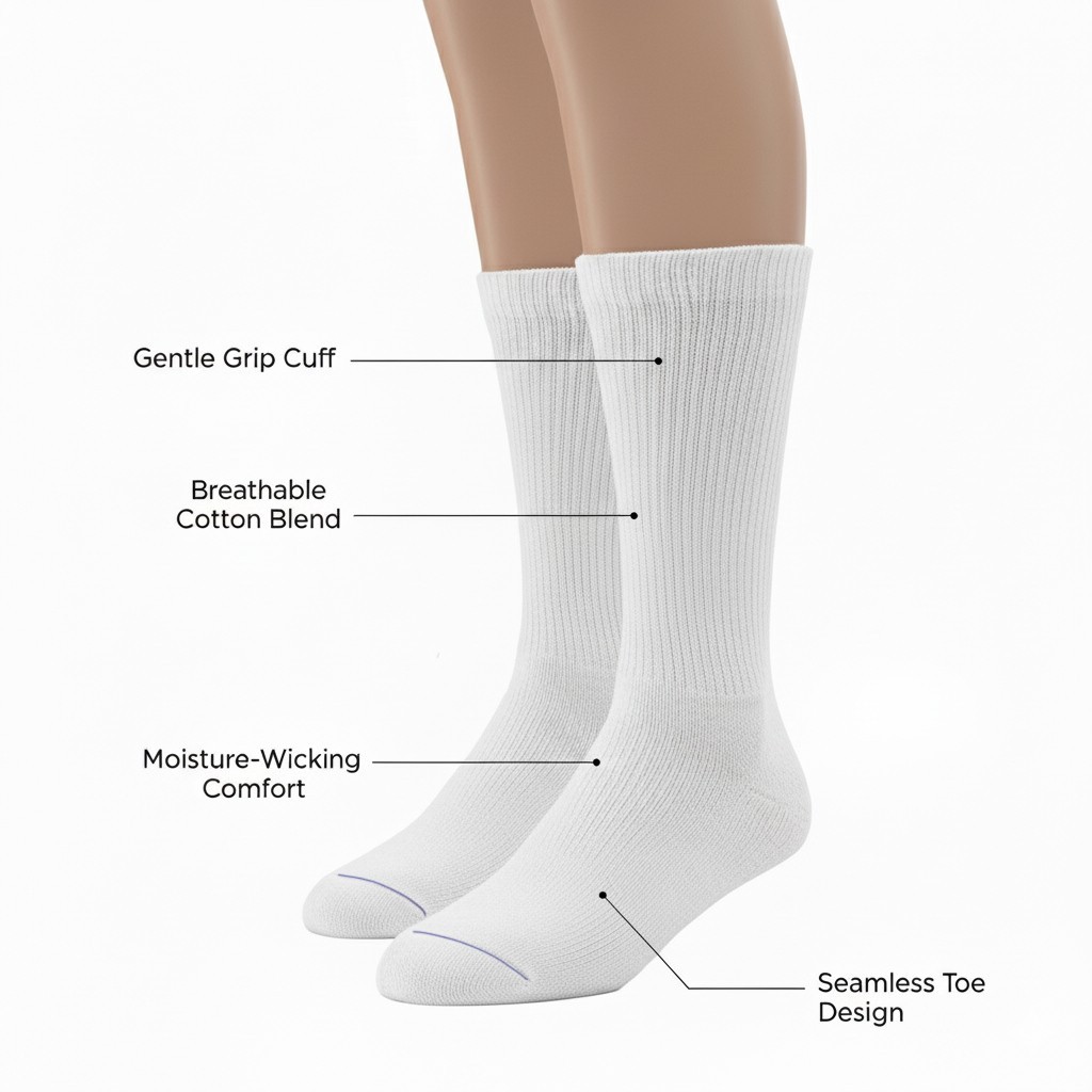 6 Pairs Diabetic Crew Socks Mens Circulatory Health Non Binding 9-11 10-13 13-15