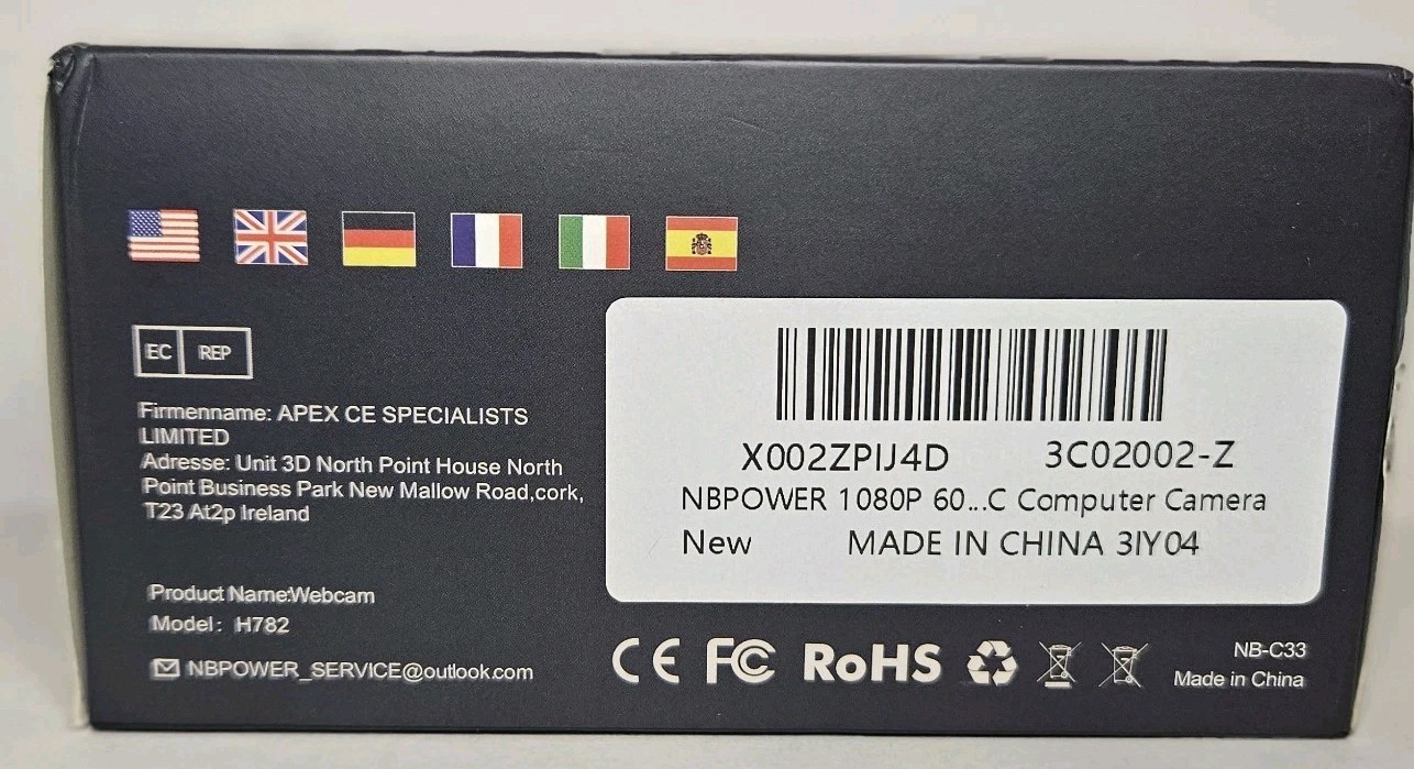 Streaming Webcam NB Power Model H782 New In Box Sealed