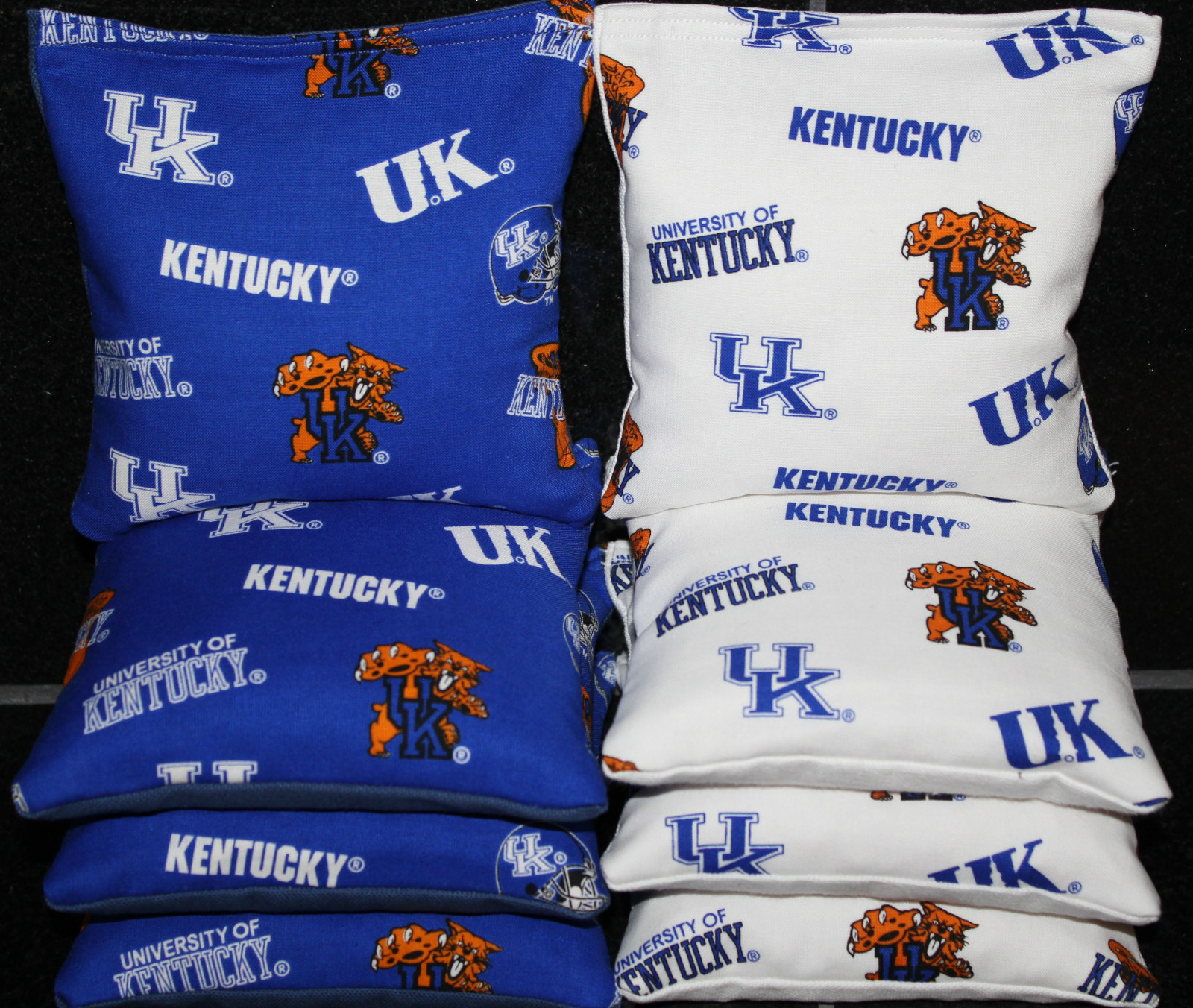 All Weather CORNHOLE BAGS w UK University of KENTUCKY WILDCATS Fabric ResinFill