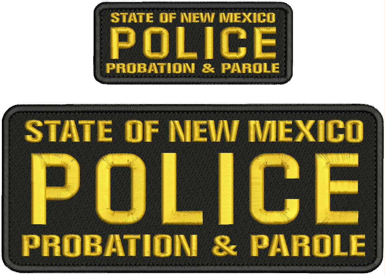 STATE of NEW MEXICO POLICE PAROLE AGENT embroidery patch 4x10 and 2x5 hook gold