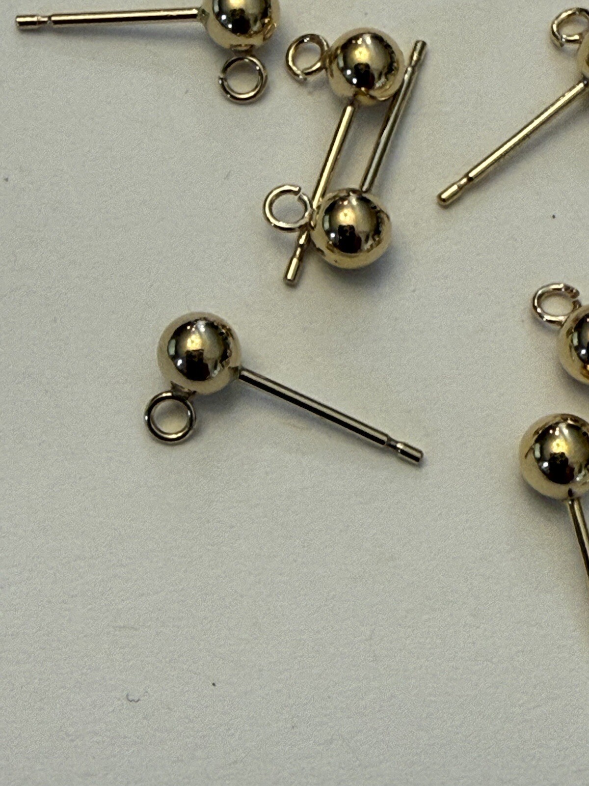 14kt gold filled ball stud earrings 4mm with open ring, 5prs