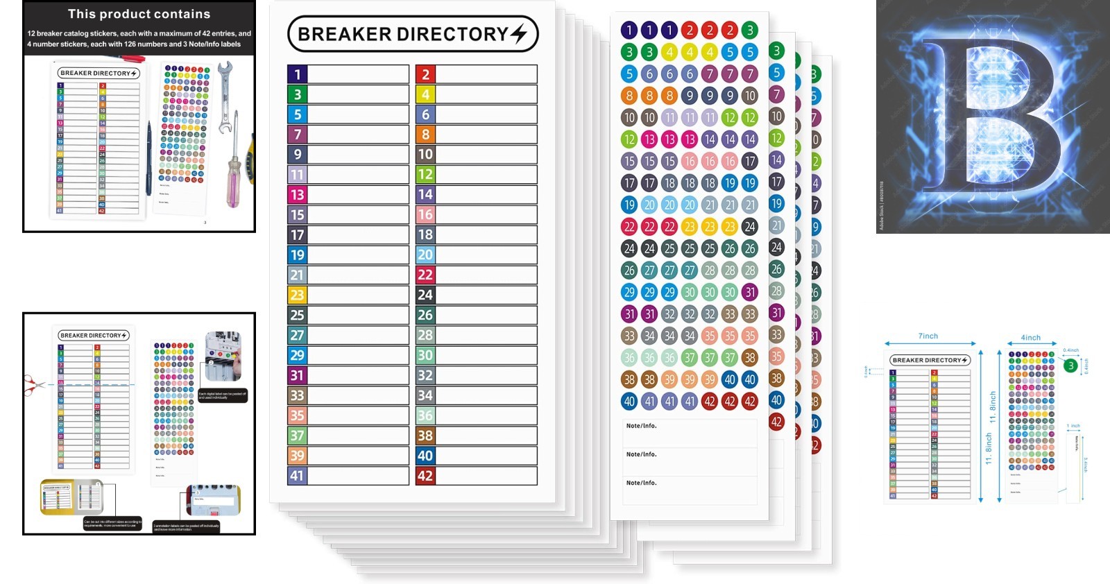 Reusable Electrical Box Labels - 16 Sheets for Easy Circuit Identification
