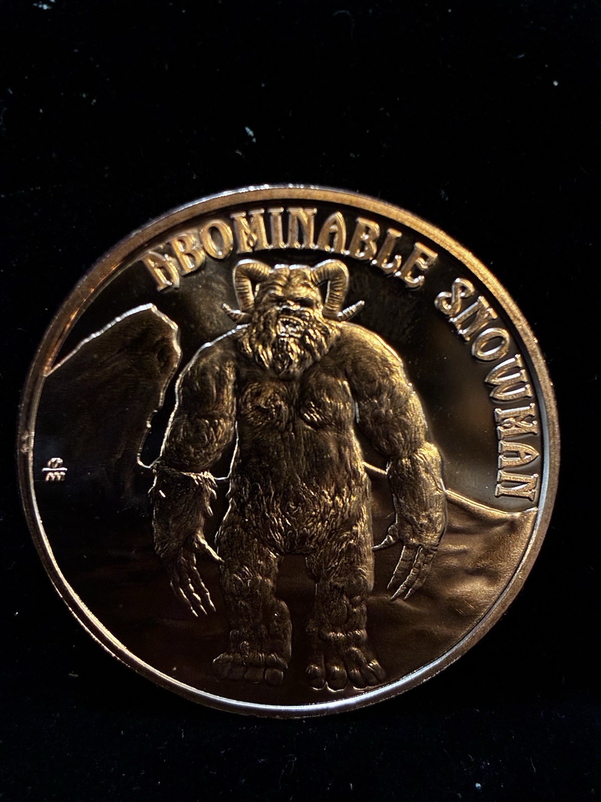 1 oz AVDP .999 Fine Copper Round - Abominable Snowman Cryptid Creatures BU