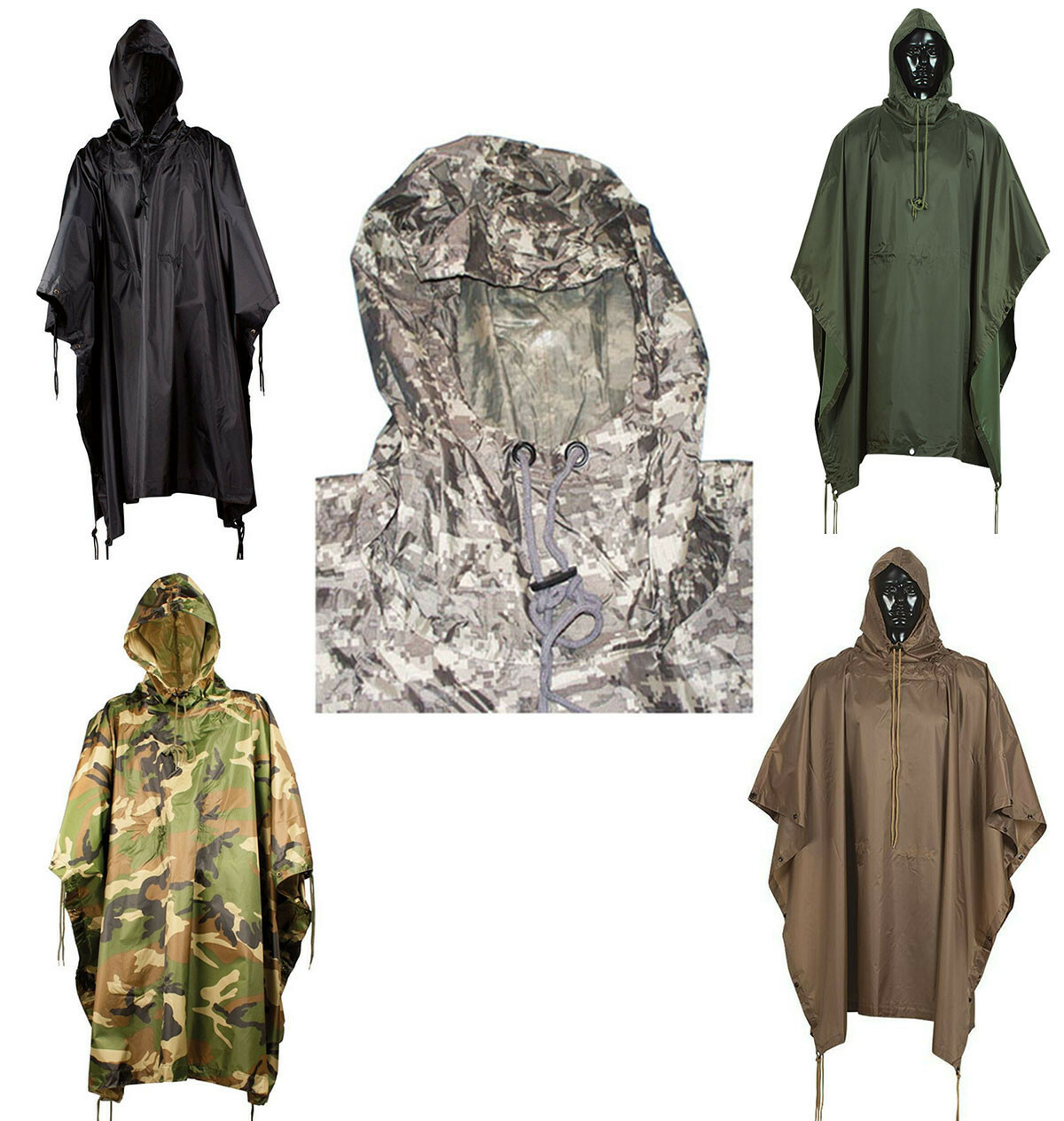 Poncho Rain Coat Mens Travel Hoodie Waterproof Hiking Gear