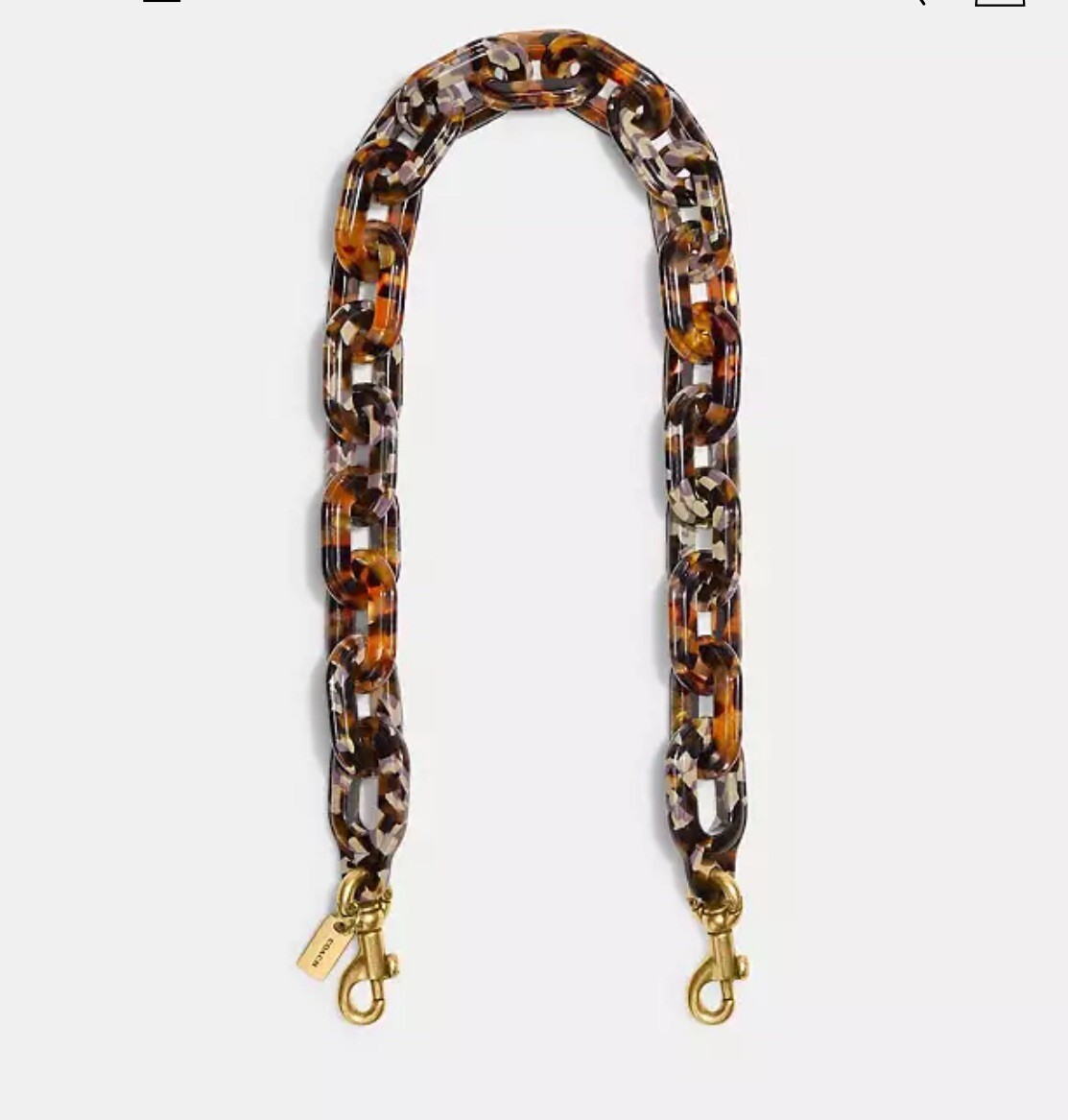 Coach Short Chain Strap With Recycled Resin CA836 Brass / Tortoise Multi Color