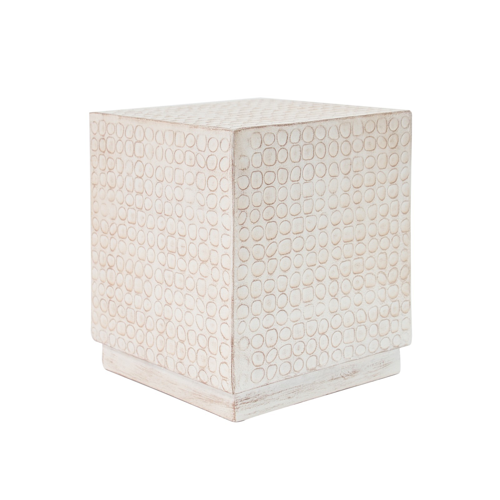 Modern Fluted Cube Side Table 15" MGO Coffee Table, Antique Brown