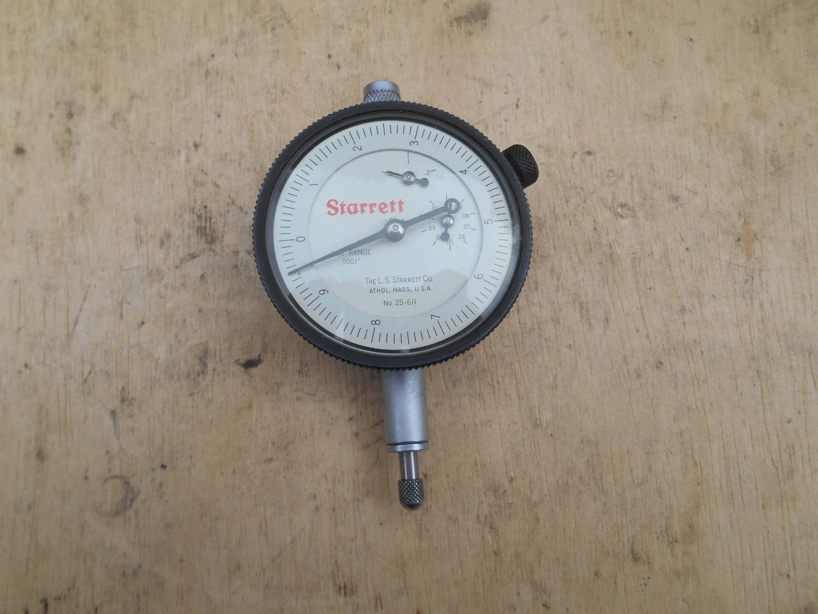 Starrett No. 25-611 Dial Test Machinist Indicator .0001", USA