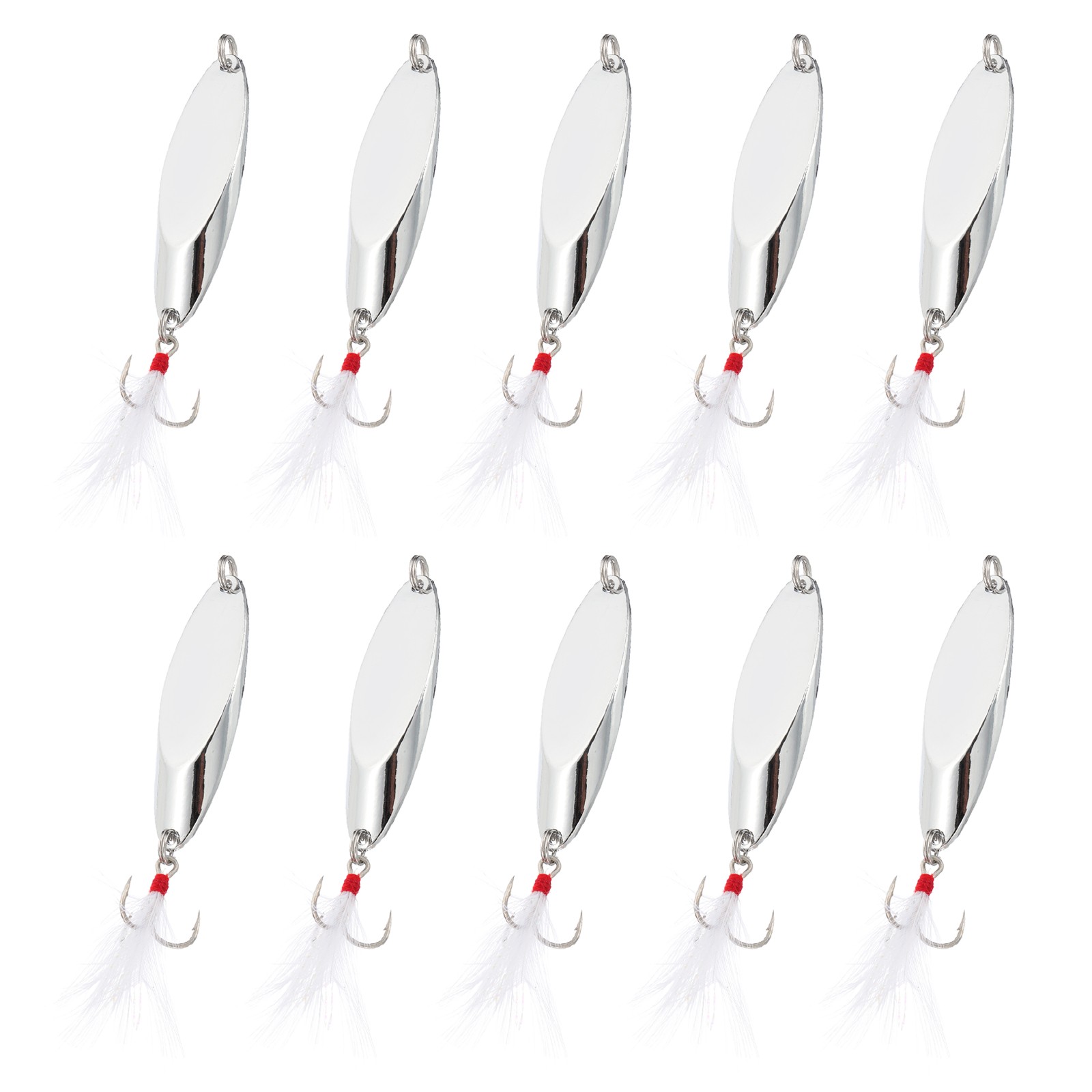 10Pcs 3/4 oz Metal Fishing Spoons Fishing Lures Casting Spoon Silver