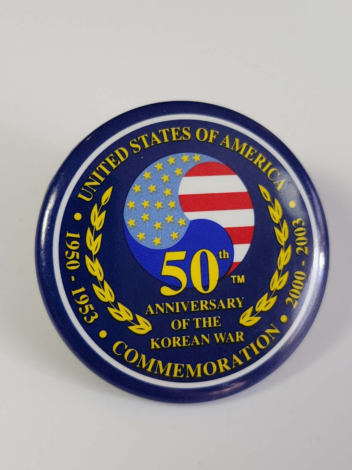 Korean War 50th Anniversary Commemorative Button Pin 1.5"