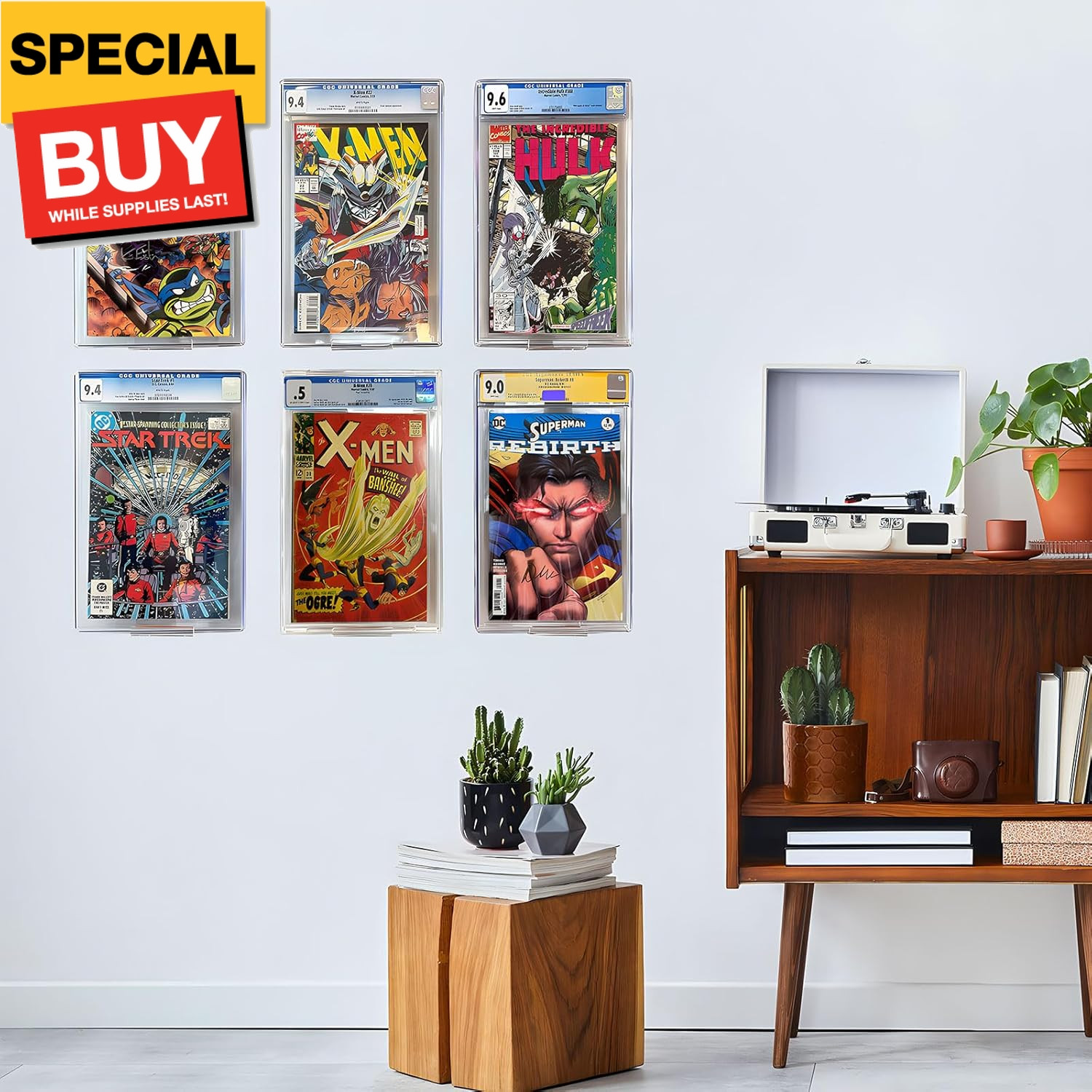 12pcs Clear Floating Comic Book Display Shelves, Comic Book Shelf Stand Wall Mou