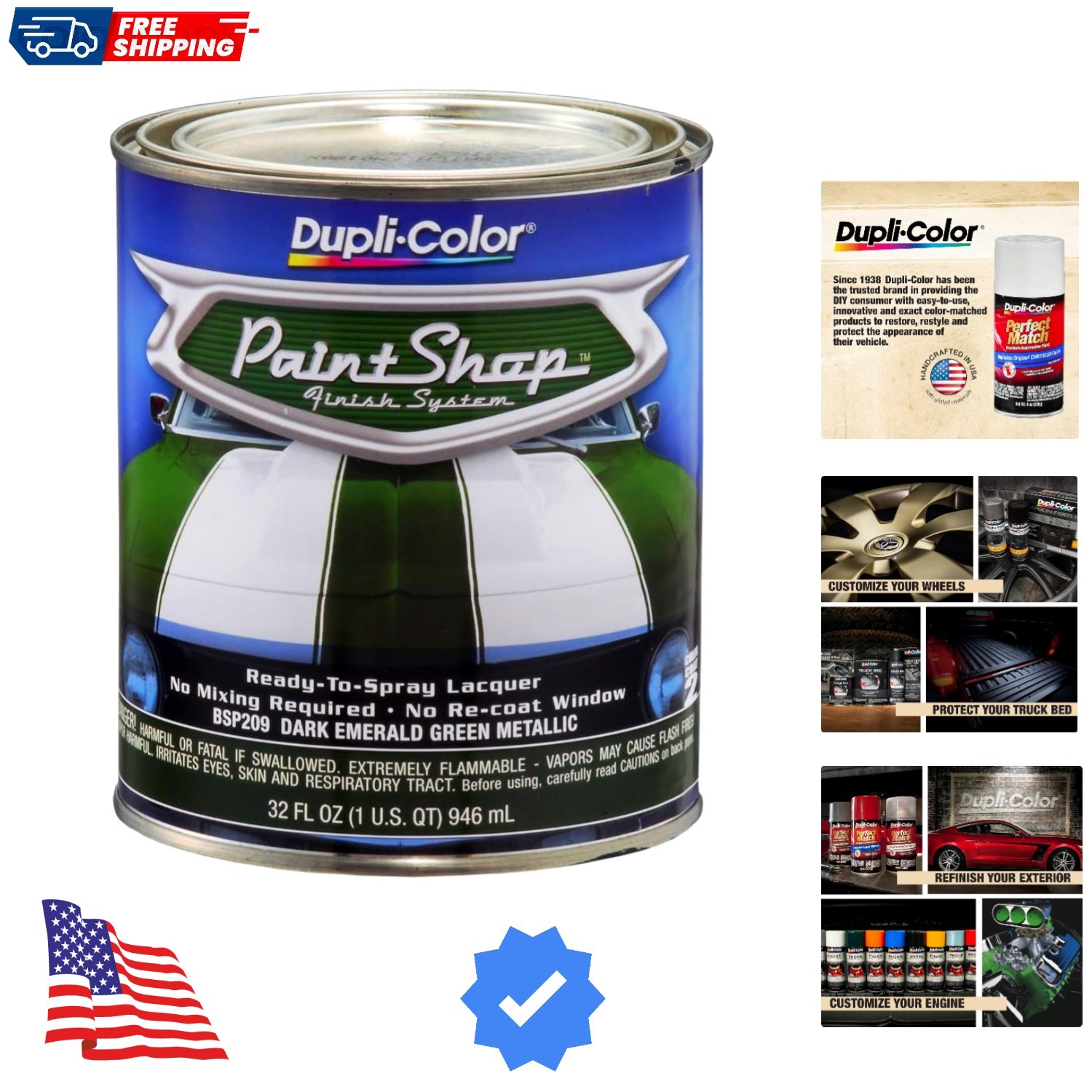 Paint Shop Finish System, Dark Emerald Green, 1 Quart
