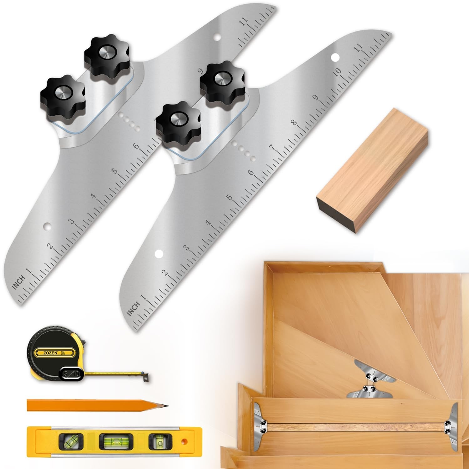 NAACOO Stair Tread Template Tool, Stair Measuring Tool, Tread Jig Set - with ...