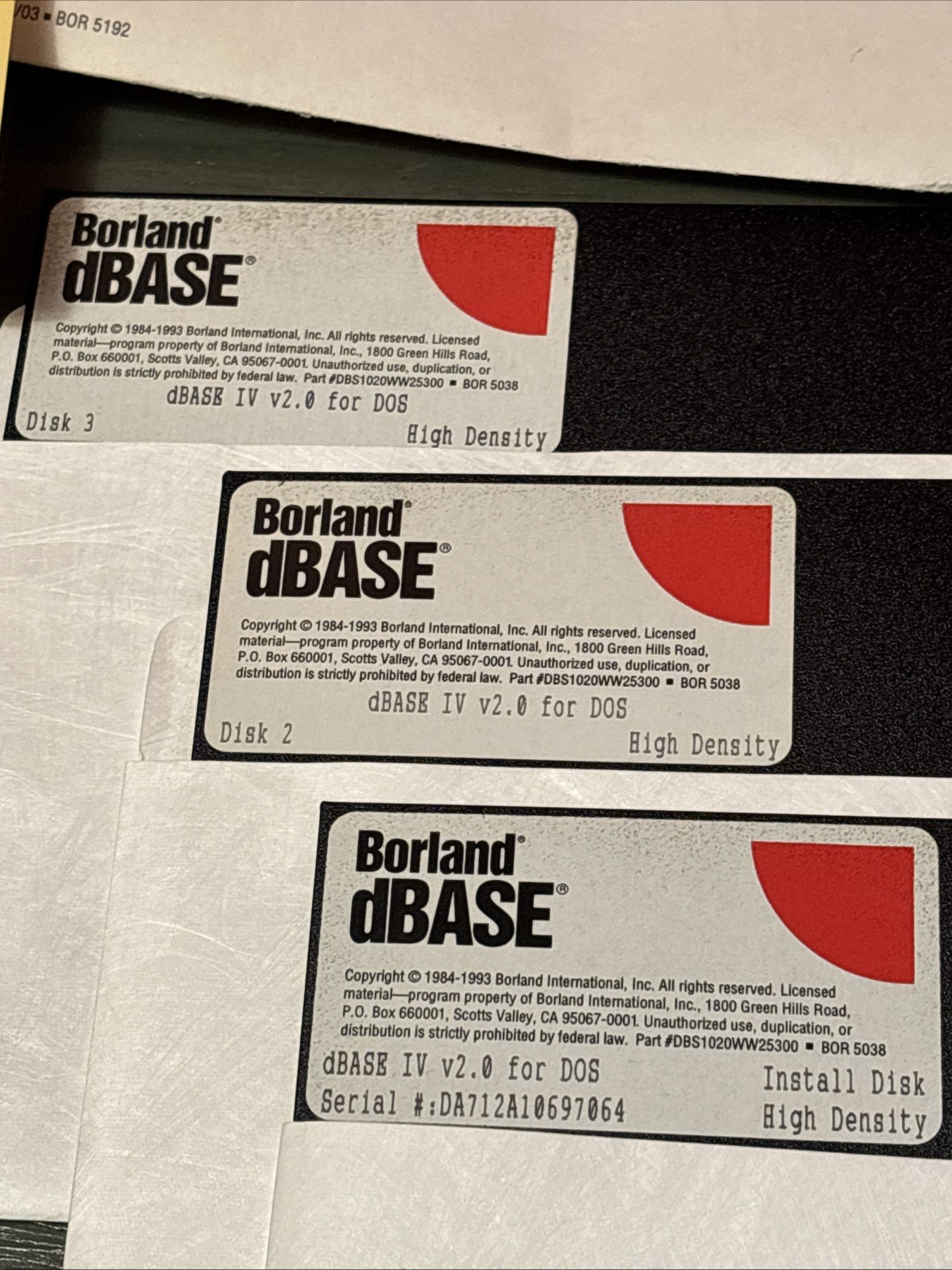 Borland ® dBase IV Version 2.0 Database - 1993 DOS For IBM PCs -