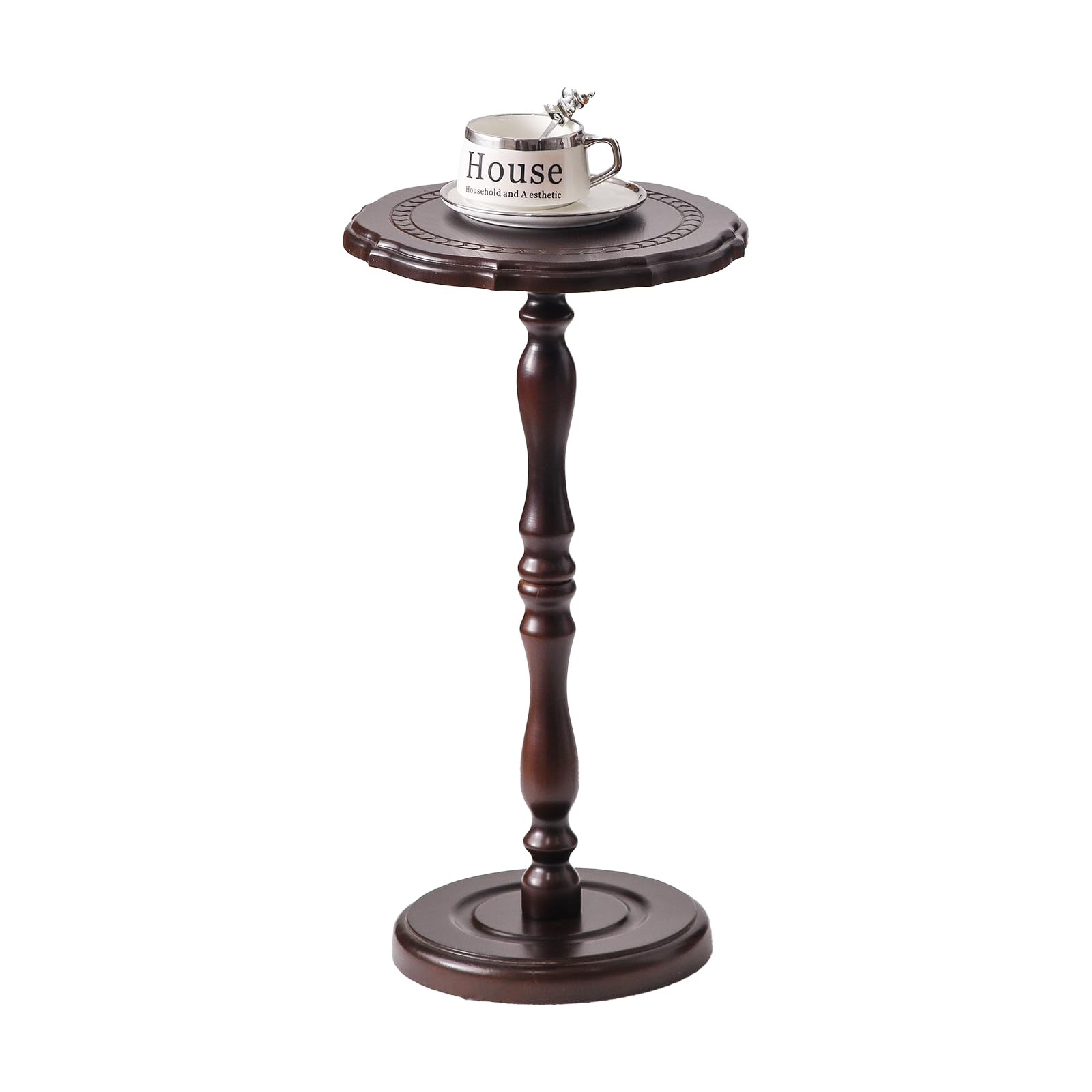 HuiDao 100% Solid Wood Round Side Table, Small Drink Table for Small Spaces, ...