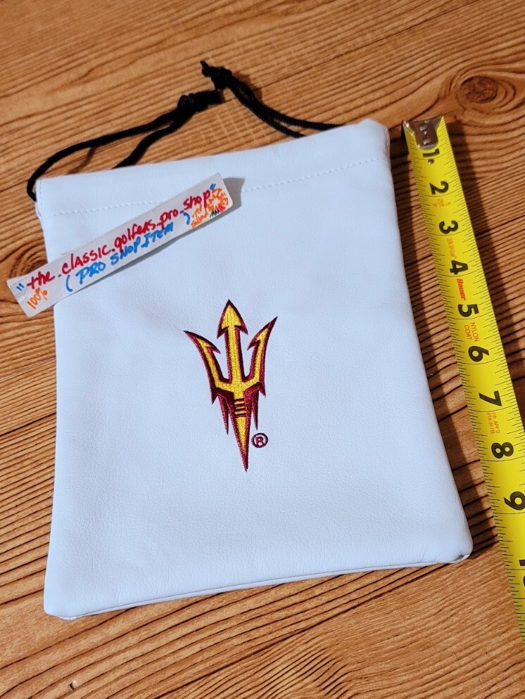 ASU Arizona State U. Valuables Leather Bag "RED DEVILS" Draw String Bag 10"x7.5"
