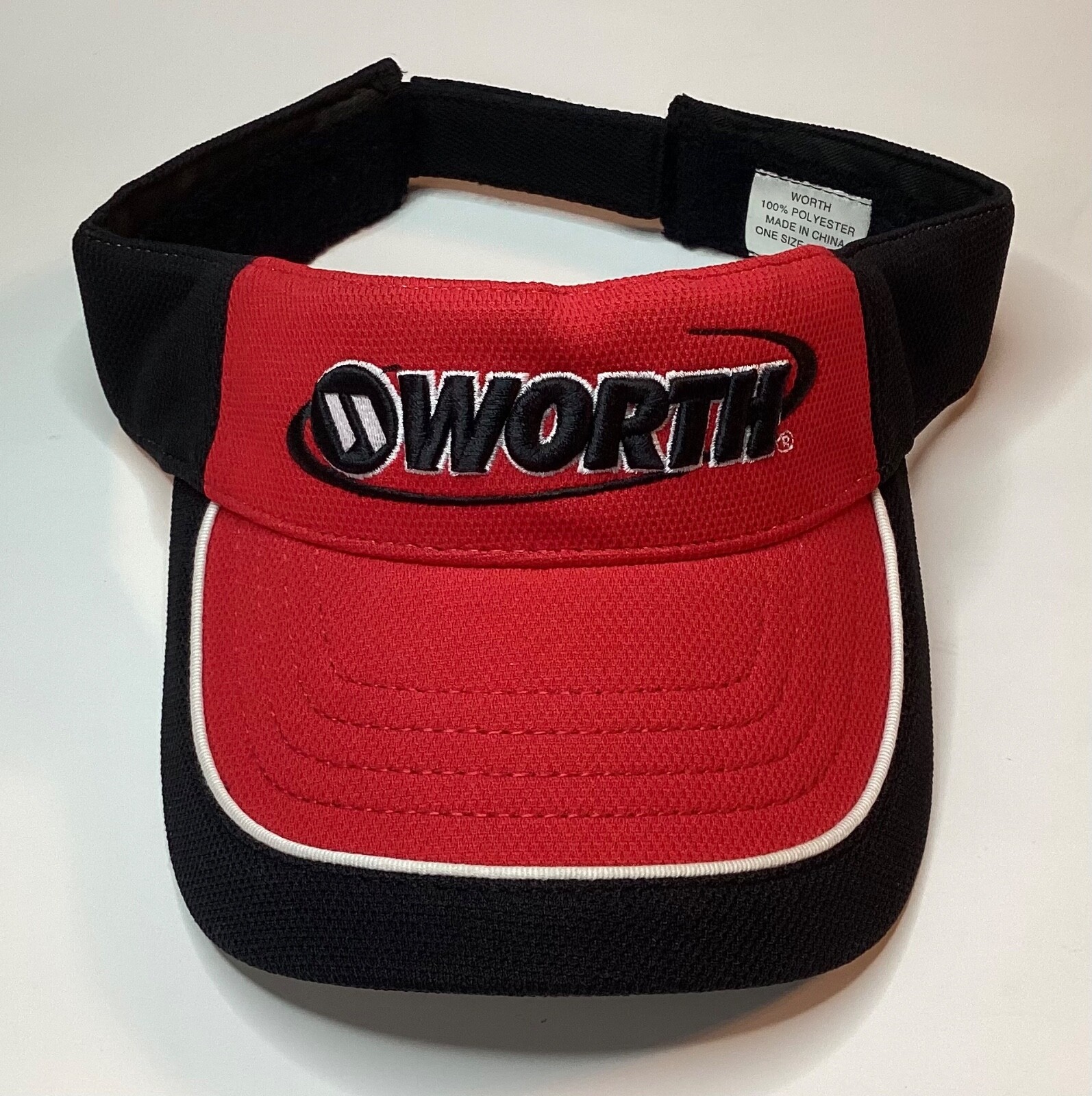NEW WORTH EMBROIDERED RED & BLACK FACTORY LOGO VISOR- ADJUSTABLE OSFM