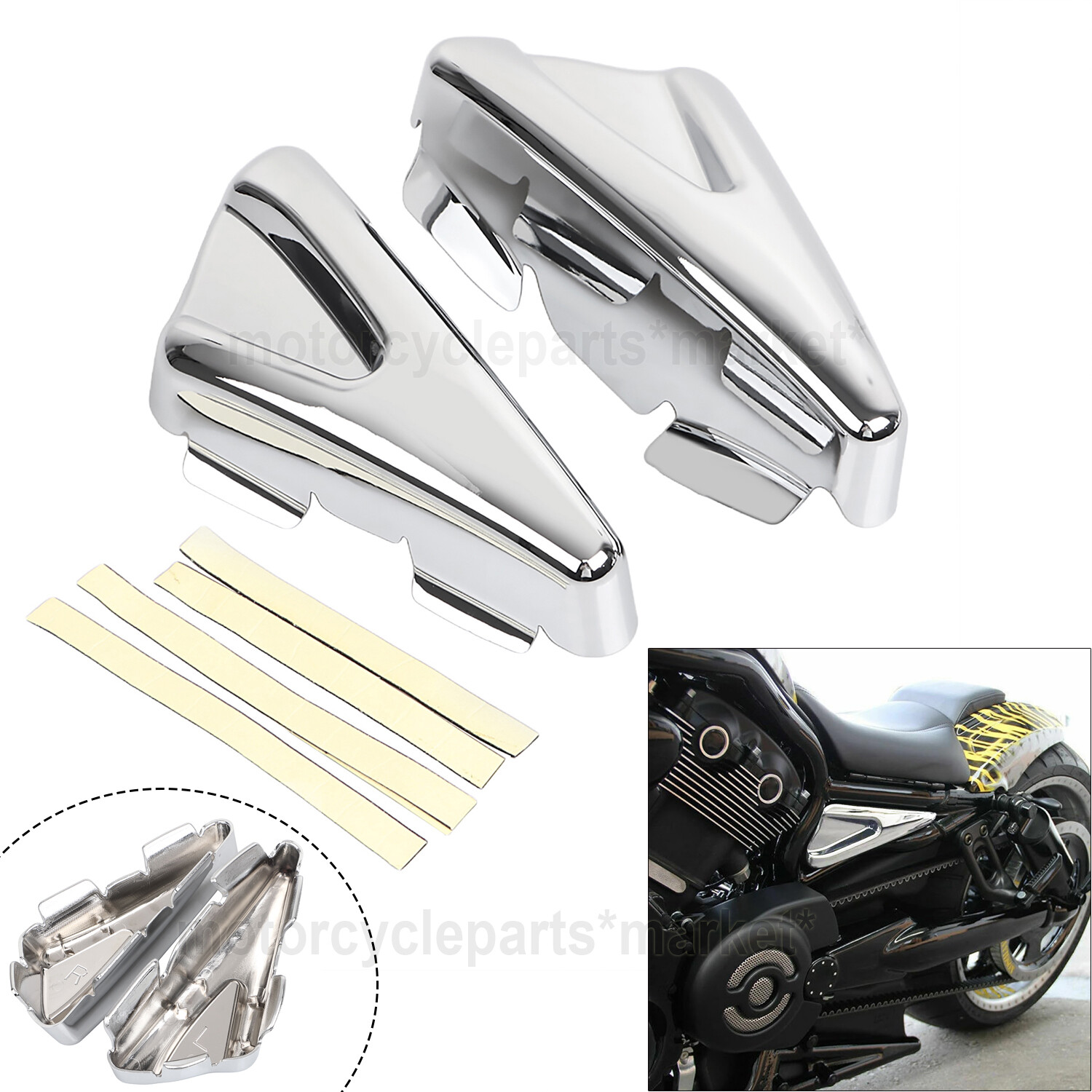 Chrome Tank Side Frame Covers For Harley V-Rod Muscle VRSCF VRSCAW VRSCDX VRSCD