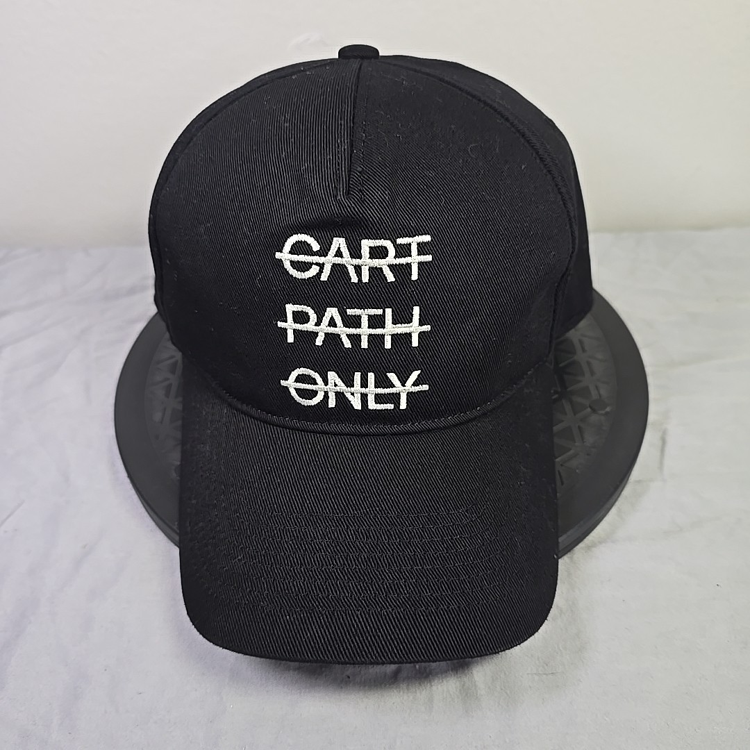 Cart Path Only Hat Black Balled Golf Snapback Hat One Size Authentic Cap