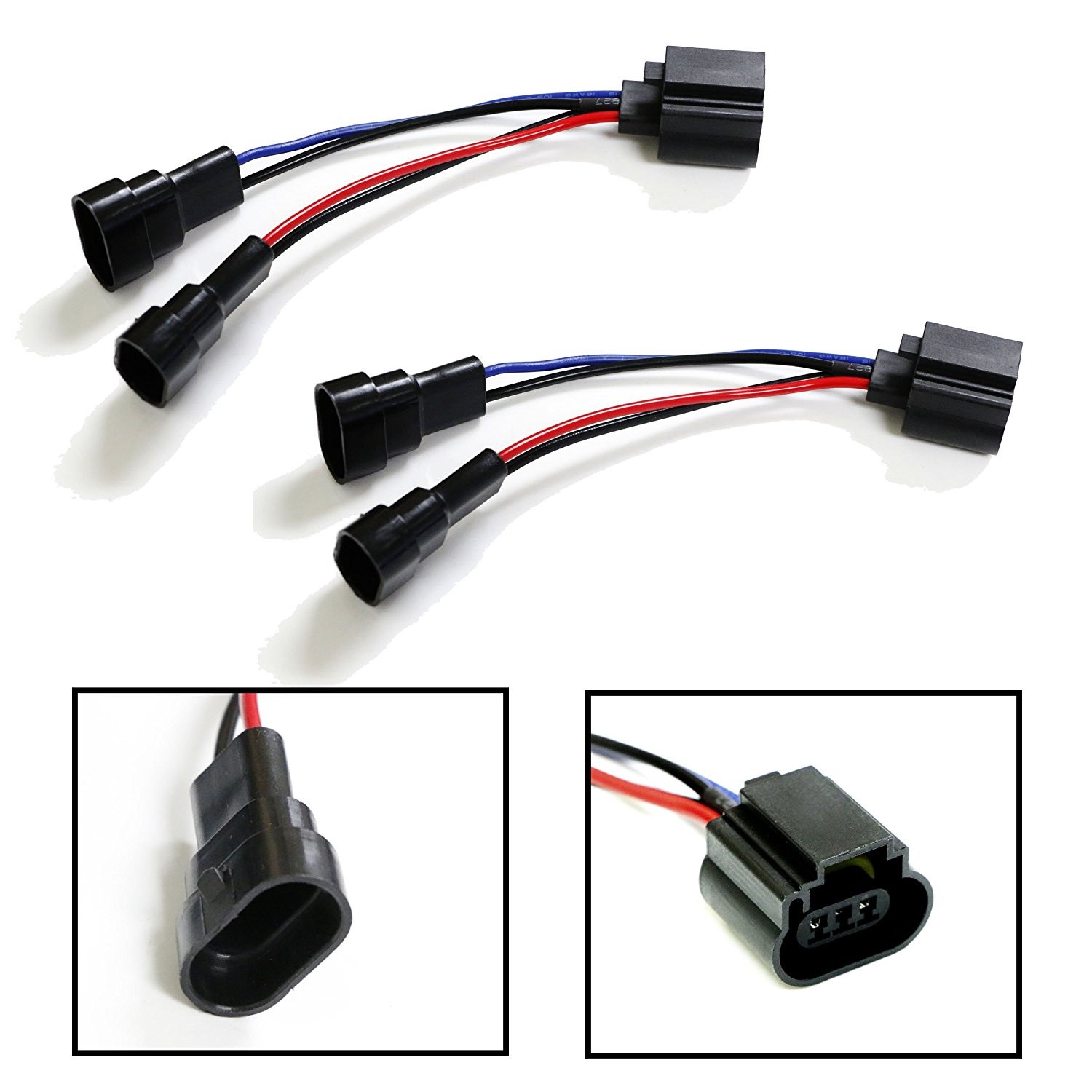 (2) Dual 9005/9006 To H13 Wiring Conversion Adapters For Headlight Retrofit
