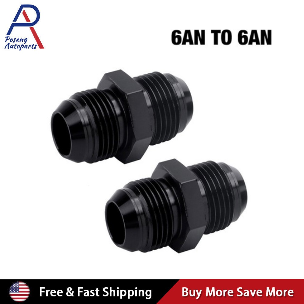 2PCS 6AN to 6AN Male Flare Coupler Union Straight Fuel Hose Adapter Fitting