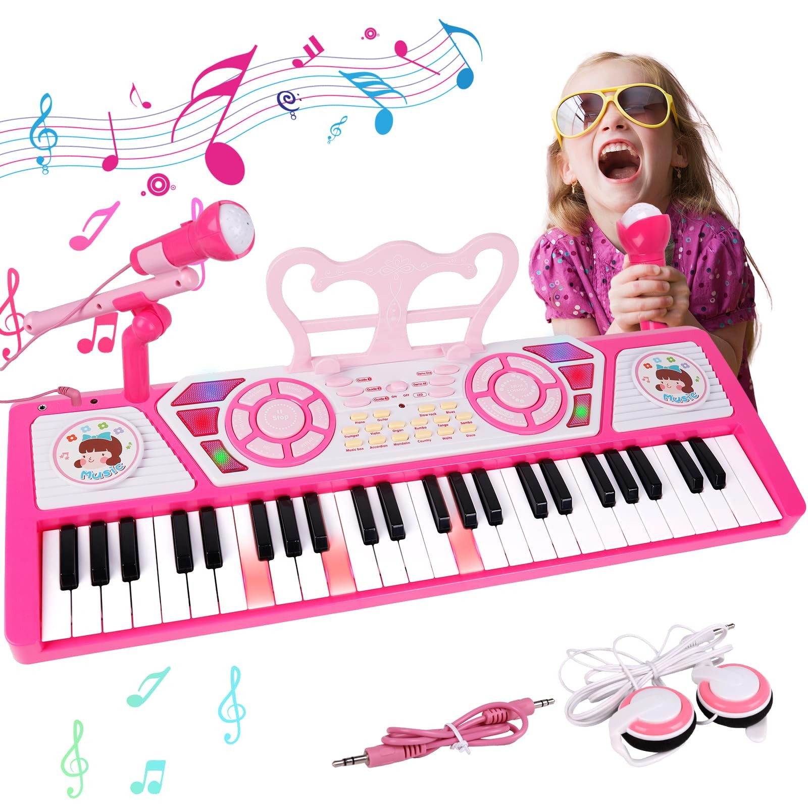 Piano Keyboard 49 Keys, Electronic Keyboard Piano with Microphone & Headphone...
