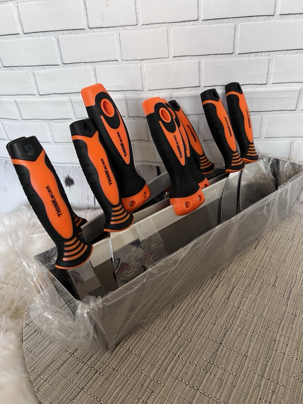 THINKWORK Drywall Knife Set, 10Pcs Drywall Tools Includes Mud Pan