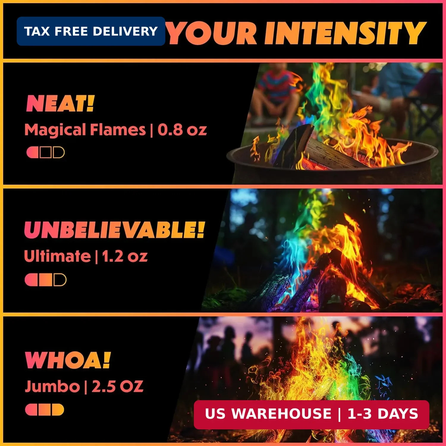 Magical Flames Fire Color Packets (12 Pack), Vibrant Multi-Color Fire for Fire P