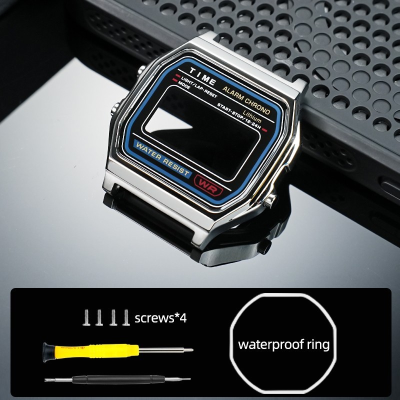 F-91W Watch Steel Metal Case bezel Mod For Casio 593  F-91 A159WA A158WA watch