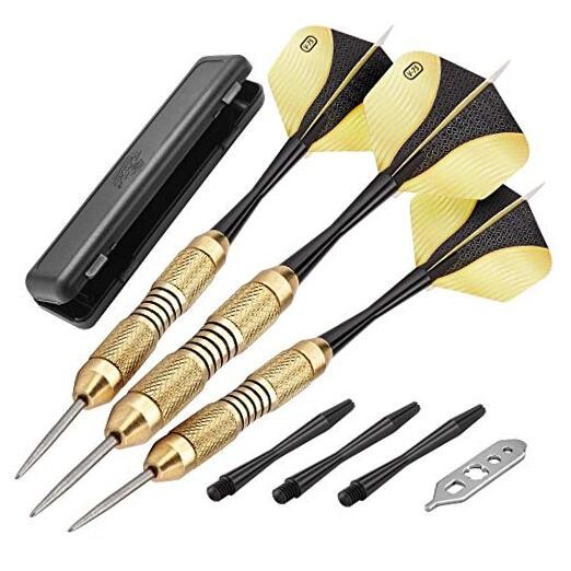 by GLD Products Deluxe Steel Tip Darts with Storage/Travel Case, 23 Grams,Gold