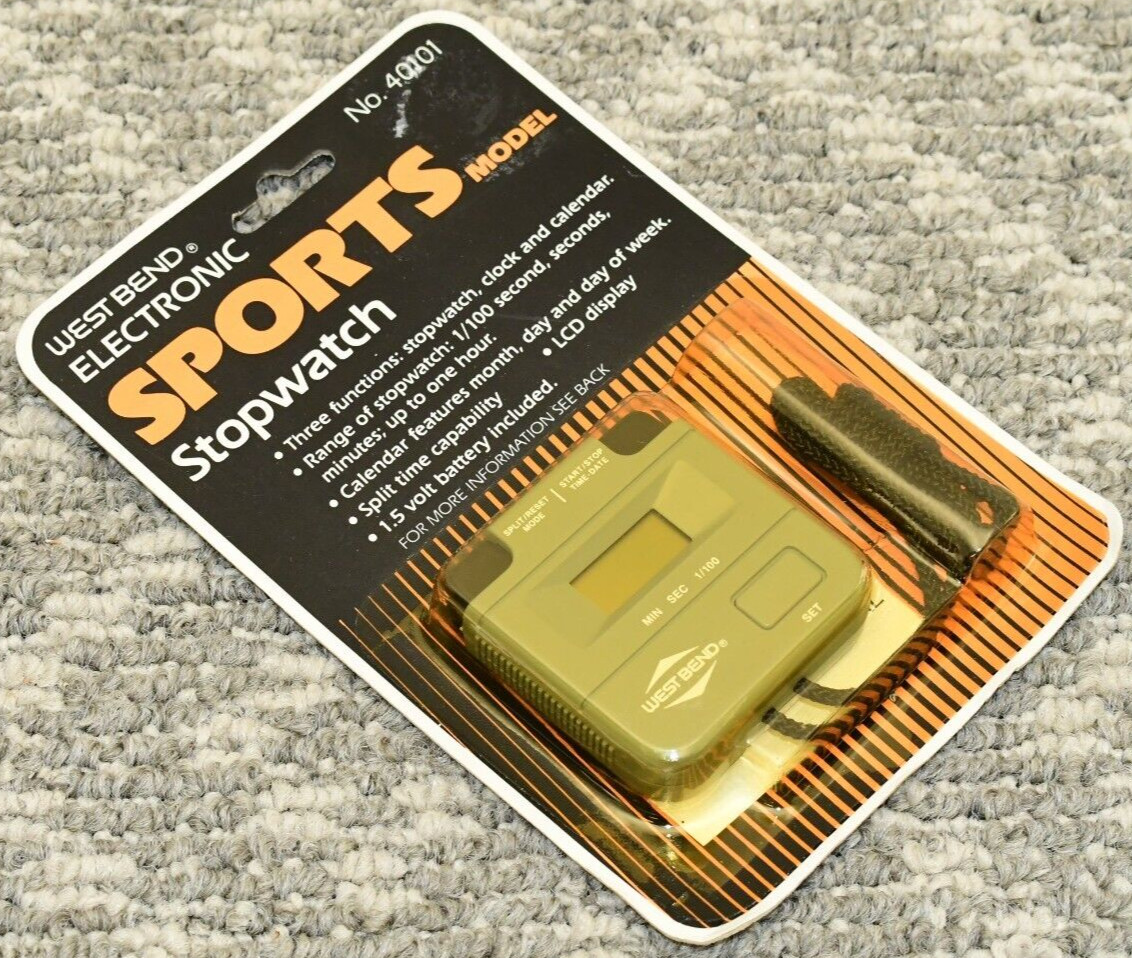 Vintage WEST BEND Electronic Stopwatch Sports Model 40101 Timer RARE NOS NEW NIP