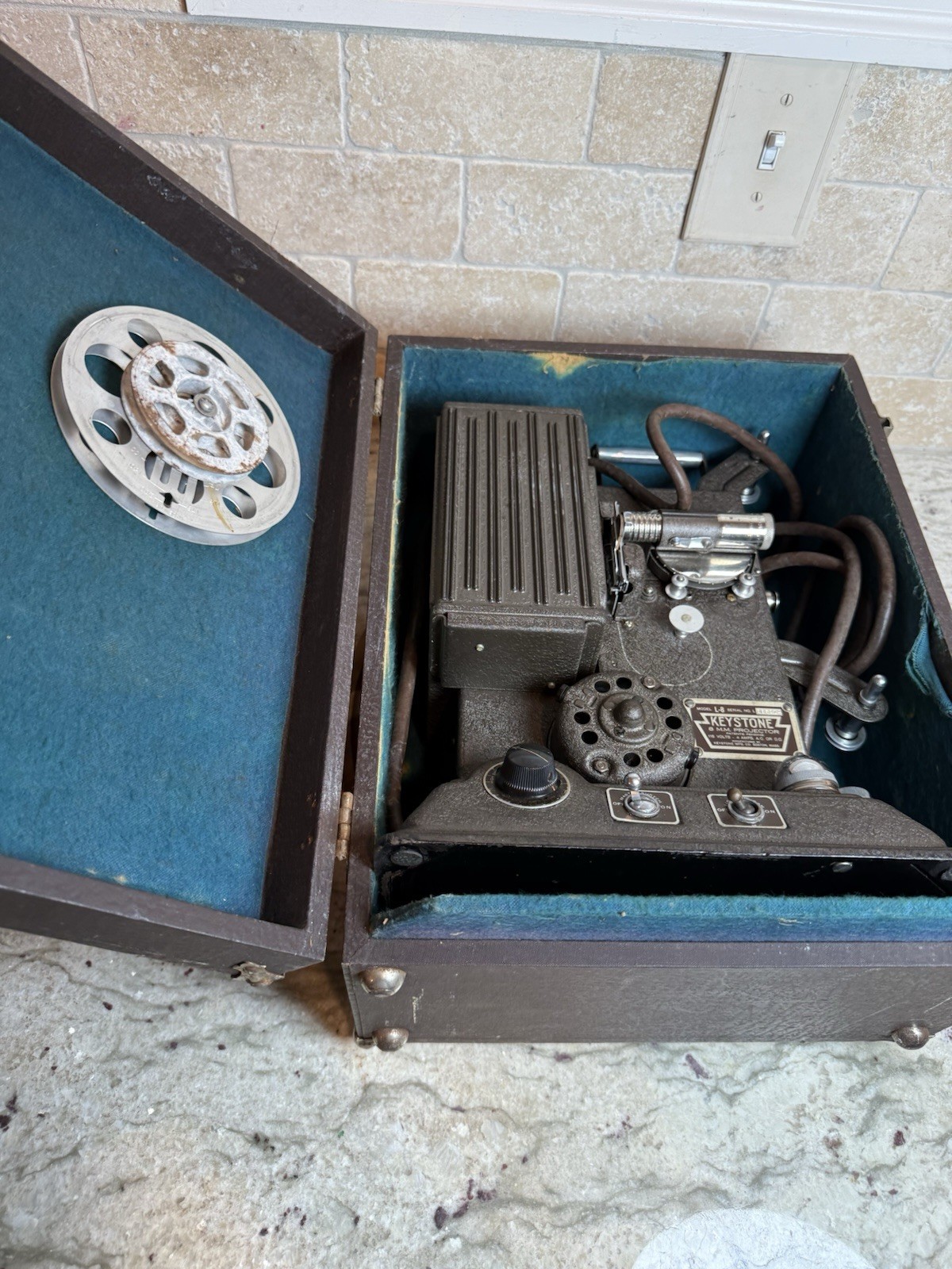 Vintage Keystone 8mm Movie Projector Model L-8 with Hard Carrying Case - Working