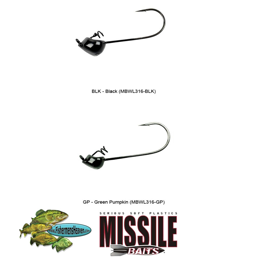 Missile Baits Warlock Shaky Jig Head 3/16oz (MBWL316) Black or Green Pumpkin